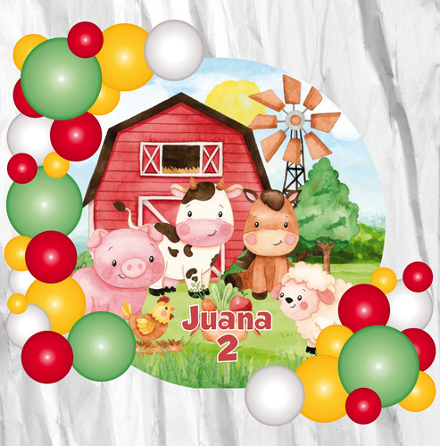 Fondo Banner Candy Bar Circular Granja 100x100cm