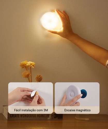 Imagem 5 de 5 de Lâmpadas Noturnas Com Sensor De Movimento Led Recarregável