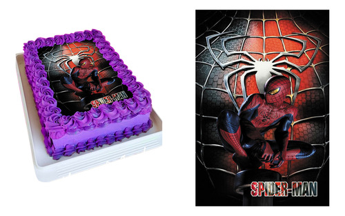 Oblea Rectangular Para Pastel Spider-man 4 Tinta Comestible.