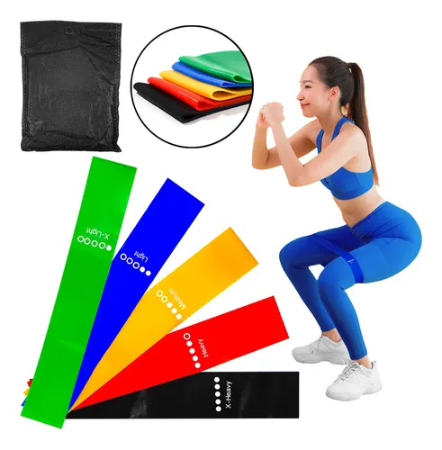 Kit 5 Mini Bands Con Bolso Resistente Fitness Ejercicio Otec Color Combo