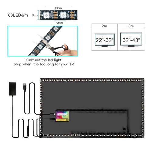 Luces De Juego De 9.84 Pies Para La Caja Para El Monitor De