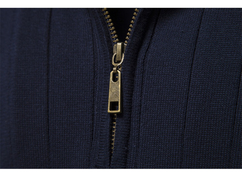 Suéter Cuello Alto Para Hombre Media Cremallera Color Sólido