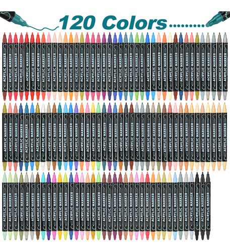 Kit De 120 Colores Plumones Acrilico Punta Plumones