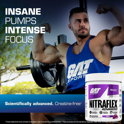 Gat Nitraflex Advanced Mega-pump Pre Workout Importado Grape (uva)