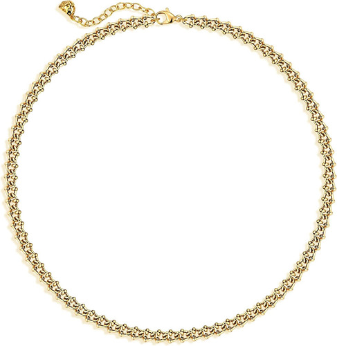 Collar De Cadena Para Mujer Gold Curb Cuban Link 18k Go...
