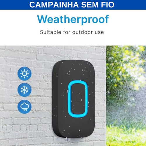 Campainha Residencial Sem Fio Wireless Longo Alcance 300m
