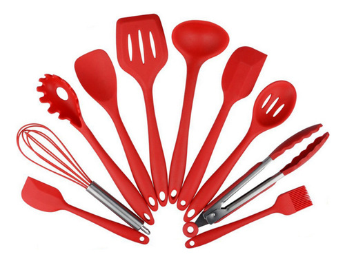 Rojo - Juego De 10 Piezas (utensilios De Cocina De Silicona