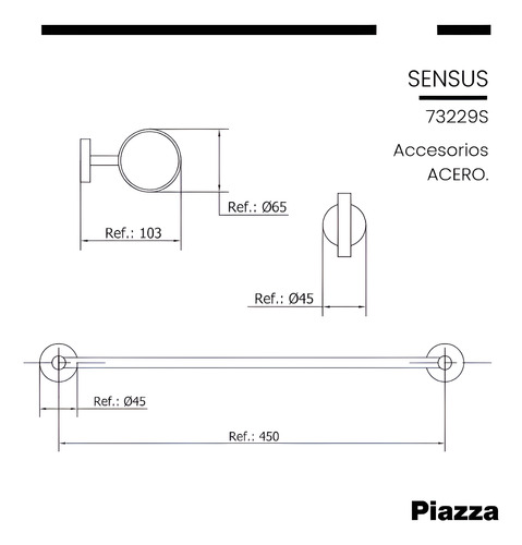 Set Accesorios Baño Piazza Sensus 6 Piezas Acero