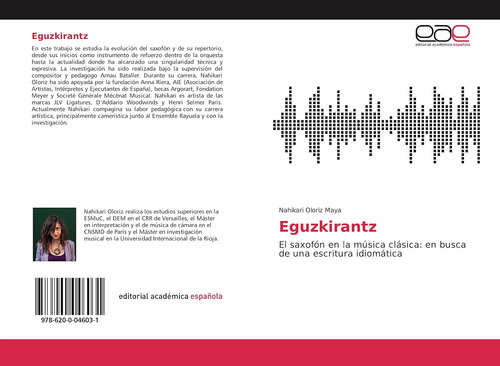 Libro: Eguzkirantz: El Saxofón En La Música Clásica: En Busc