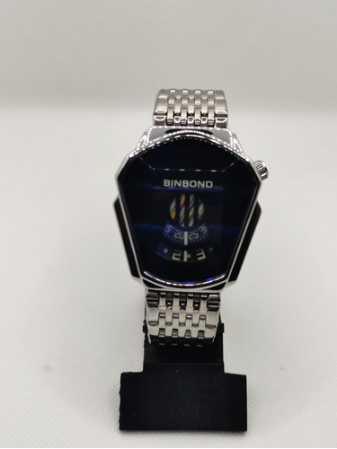 Relógio Binbond Modelo De Luxo Azul E Prata