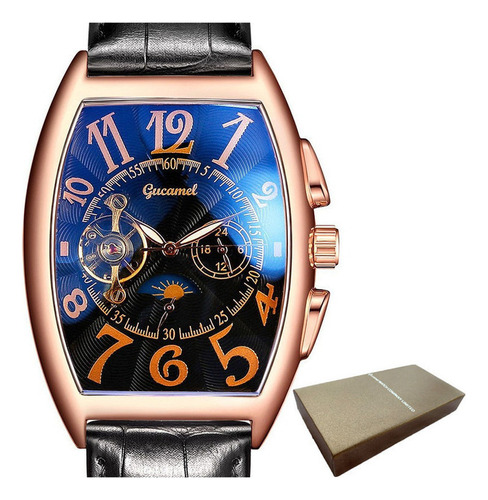 Reloj Mecánico Luminoso De Cuero Gucamel G065b