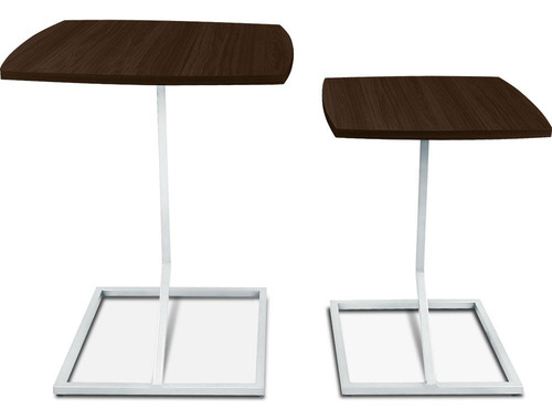 Conjunto Jogo Mesa Tip De Canto Lateral Tampo Quadrado Cor Branco/villandry
