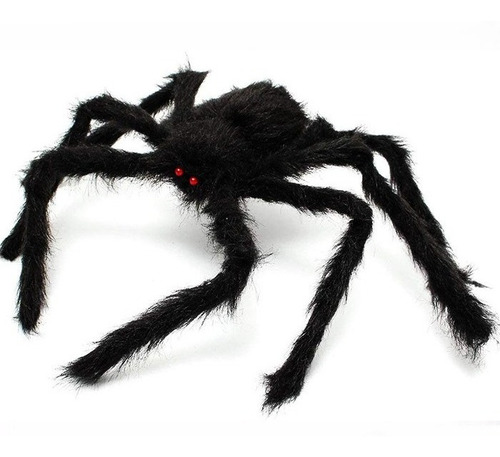 Imagen 3 de 5 de Arañas Gigante Negra Halloween 75cm Profesional Decorativa