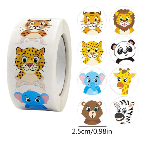 * Pegatinas De Animales En Rollo 500 Uds Pegatinas Redondas