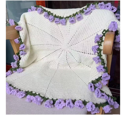 Manta De Ramo De Flores A Crochet, Kit De Tejido Diy