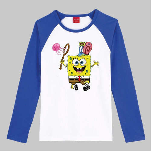 Polera Manga Larga Bob Esponja Gary Medusa Niño Niña