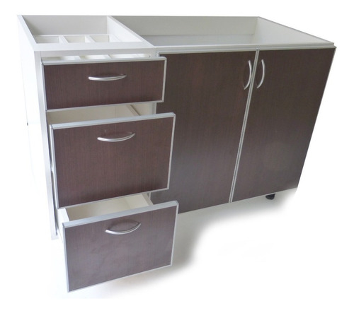 Muebles Cocina Bajo Mesada Melamina 18 Aluminio 1,2m High