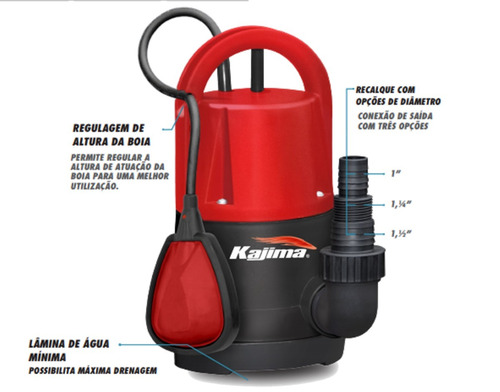 Bomba Submersível C/boia Aguá Limpa 0,5 Hp Vazão 116 L/m