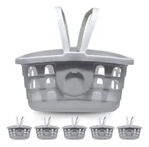 Comprar Kit 6 Cestinhas De Compras Cinza Com Alça Cesta Mercado