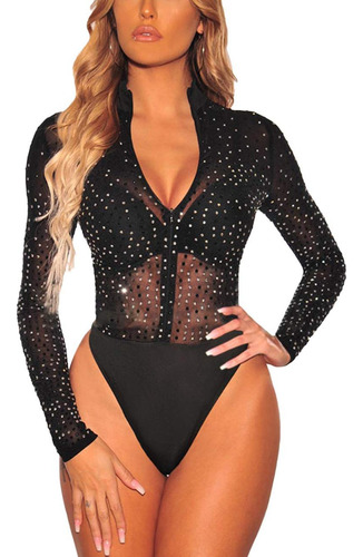 Sebowel Bodysuit Leotardo Top De Mangas Largas Confeccionado