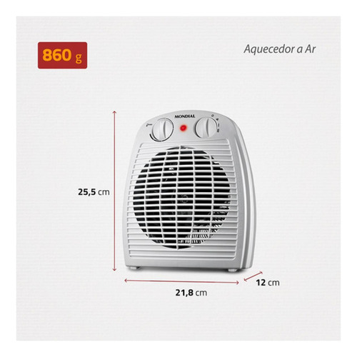 Aquecedor De Ar Mondial A-08 Cinza 110v