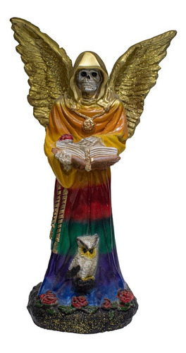 Imagen De Resina Santa Muerte Con Biblia 46 Cm