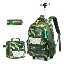 Comprar Juego De Mochilas Rodantes Para Niños Mochilas De Animales Color Verde