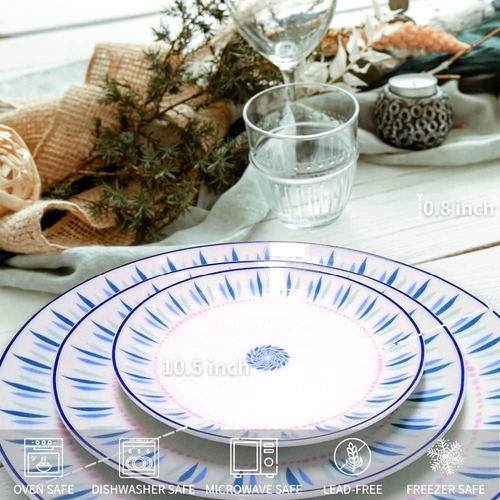 Set Platos Porcelana 26.7 Cms 6 Pcs Redonda Llano Azul