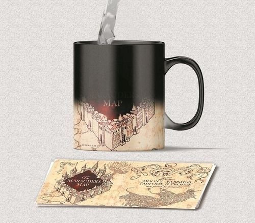 Taza mágica de porcelana con el mapa de Maroto de Harry Potter