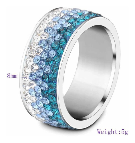 Lindo Anel Com Pedraria Zircônia Em Aço Inoxidável Feminino