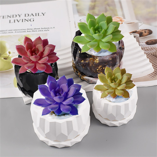 Molde De Vaso De Suporte De Vela De Silicone De 2 Tamanhos C