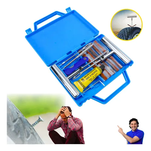 Kit Remendo Metal Reparo Macarrao Pneu Carro Moto Com Maleta