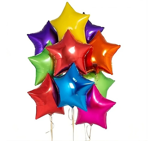 Globo Metalizado Estrella 46cm Colores Surtidos Cotillon X10