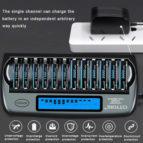 Paquete De 12 Pilas Recargables Aa 3000 Mah Ni-mh De12 Bahía