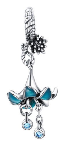 Charm Orquidea Azul Plata Ley 925