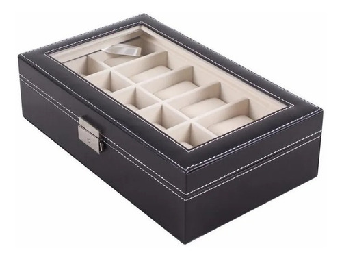 Imagen 3 de 3 de Caja Porta Reloj De 12 Unidades Organizador Elegante Relojes
