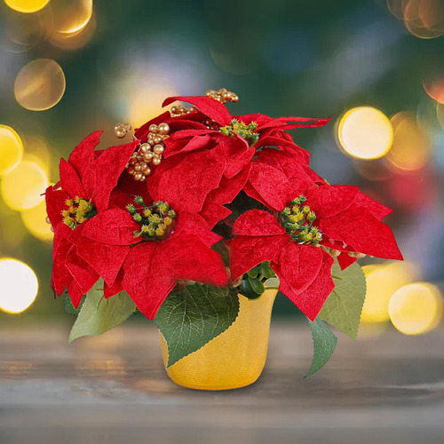Planta De Poinsettia Roja Artificial, Poinsettia Roja En