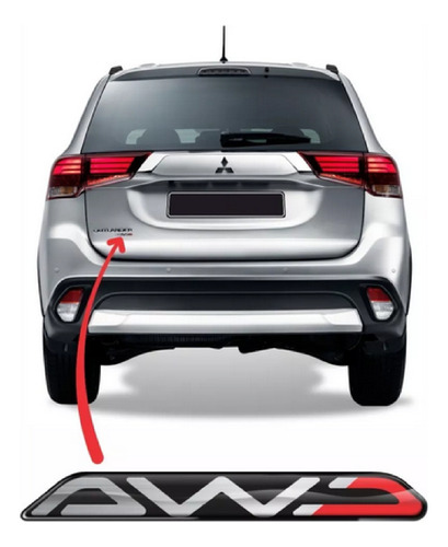 Adesivo Awd Emblema Compativel Mitsubishi Asx E Outlander Cor aço escovado resinado