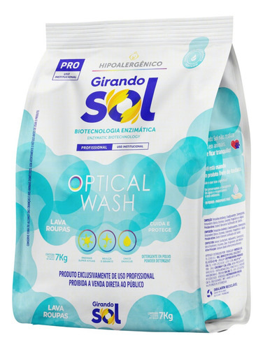 Lava-Roupas Pó Girando Sol Optical Wash Pro Pacote 7kg