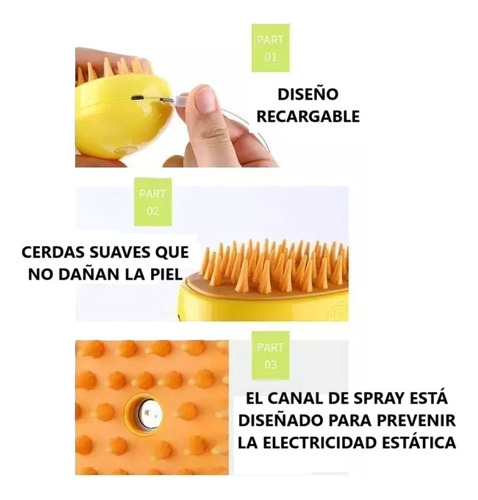 Cepillo De Baño Para Mascota Masaje Cepillado Y Spray Color Amarillo