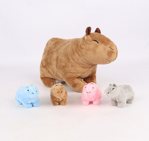 Aac Capibara Peluche Mamá Con 4 Peluches Capibara Bebé,5 Pcs