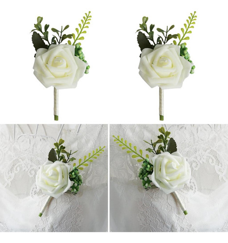 2 Ramilletes Y Flor Ojal, Flor Rosa Para La Decoración De