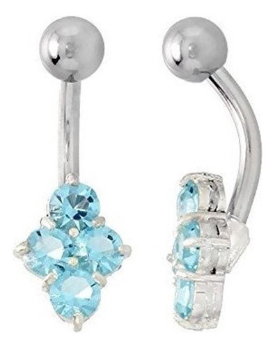 Aros - Belly Button Ring With Clustered Blue Topaz Cubic Zi