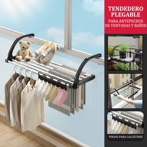 Tendedero Plegable Ropa Portátil Para Antepechos De Ventanas Y Baños