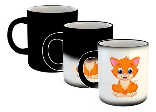 Taza Magica Gato Naranja Animado Dibujo