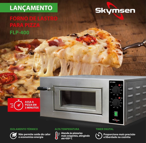 Forno De Lastro Analógico Pizza Flp-400a 220v Skymsen