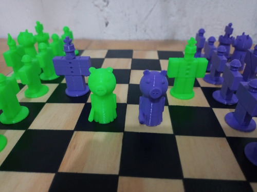 Ajedrez Roblox Impreso 3d Con Tablero-caja De Madera!