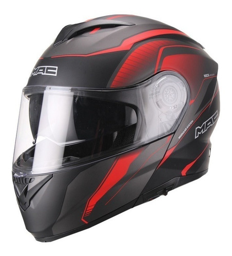 Imagen 4 de 9 de Casco Moto Rebatible Mac Rock Magma Negro Mate Devotobikes