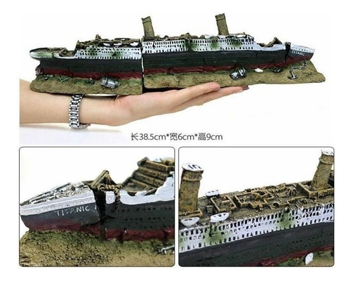 . Lazhu Fish Tank Paisajismo Barco Pirata Titanic