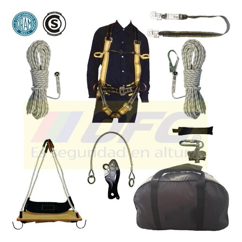 Imagen 2 de 6 de Arnes Kit Completo Trabajo En Altura Linea De Vida De 30mts